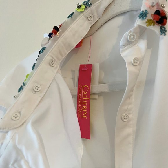 NEW! CATHERINE MALANDRINO Sleeveless Sequin Collar Top, Blouse, Size S - Picture 10 of 15